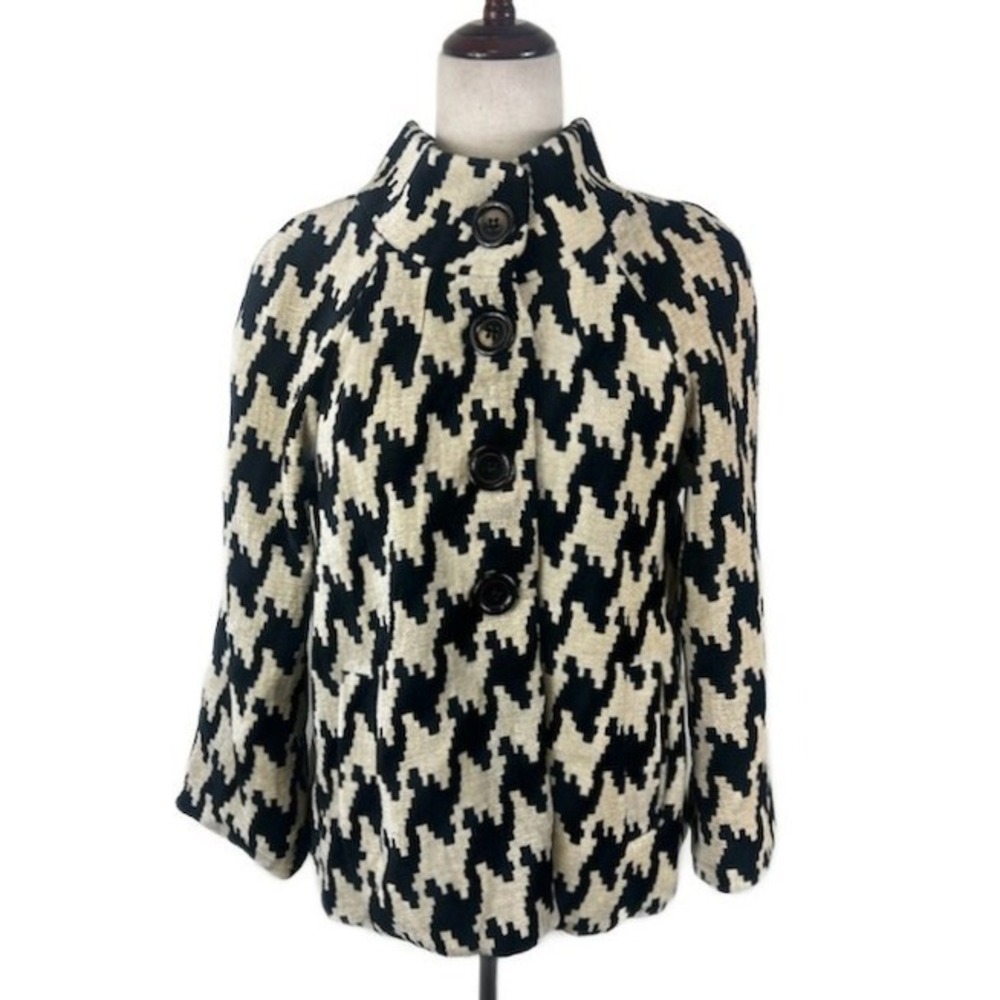 3 Sisters Houndstooth Print‎ Button-Front Blazer Career Classic Size Medium